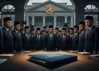 Dalam adegan foto jurnalistik yang serius, para pejabat dan wartawan berkumpul di sekitar meja di Istana. Di atas meja terdapat folder berisi catatan akademik Gibran yang terbuka. Para pejabat memakai