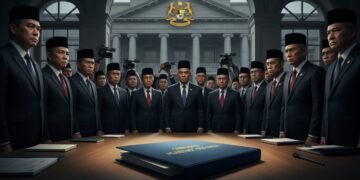 Dalam adegan foto jurnalistik yang serius, para pejabat dan wartawan berkumpul di sekitar meja di Istana. Di atas meja terdapat folder berisi catatan akademik Gibran yang terbuka. Para pejabat memakai