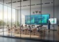 Dalam foto jurnalistik ini, terlihat sebuah gedung pemerintahan modern dengan jendela besar yang terang terangkat oleh cahaya alami. Di dalam gedung tersebut, sekelompok anak-anak muda duduk fokus di