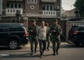 Bantah Terima Uang, Eks Jenderal Polisi Oegroseno Pertanyakan Pengusutan Pengadaan Lahan 10 Tahun Lalu Letkol Arman being escorted by military personnel outside his residence in Cijantung, Jakarta Timur, following his detention by Mabes TNI for a suspected gambling operation from his home.