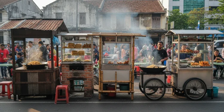 5 Kuliner Enak di Sekitar Stasiun Pondok Cina, Cobain Yuk! Rencanakan adegan visual yang menampilkan lima warung makanan di dekat Stasiun Pondok Cina. Setiap warung memiliki dekorasi unik, menawarkan berbagai hidangan khas. Ada mie goreng yang panas dan berar