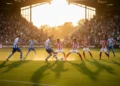 Italia Vs Spanyol, Big Match di Babak 16 Besar Deskripsi adegan visual pertandingan sepak bola antara PEC Zwolle dan Go Ahead Eagles. Stadion penuh dengan penonton dari kedua tim, menciptakan atmosfer yang tegang. Tim PEC Zwolle bermain dengan war
