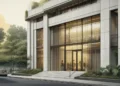 5 Strategi Cerdas Mengelola Keuangan di Tengah Inflasi yang Tak Menentu The main building of the Ministry of Public Works and Housing in Batu Bara is shown, with its modern glass facade and ornate entrance. The building is surrounded by greenery and illuminated by soft li